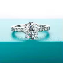 Classic 2 Ct Oval Moissanite Hidden Halo Engagement Ring