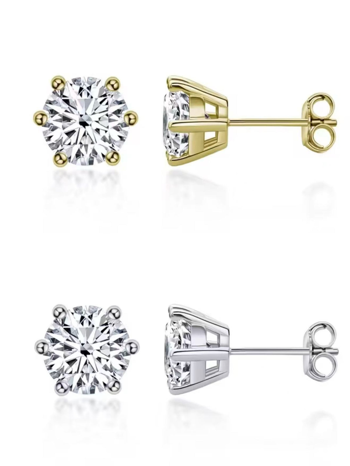 The Clara Round Cut Moissanite Stud Earrings