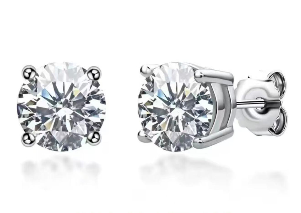 The Julietta Round Cut Moissanite Stud Earrings