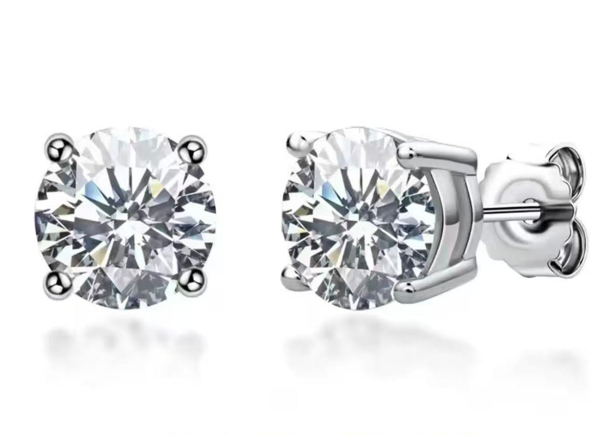 The Julietta Round Cut Moissanite Stud Earrings