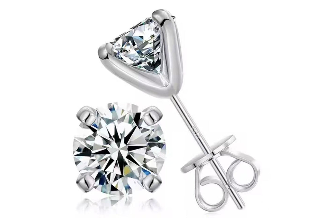 The Julietta Round Cut Moissanite Stud Earrings