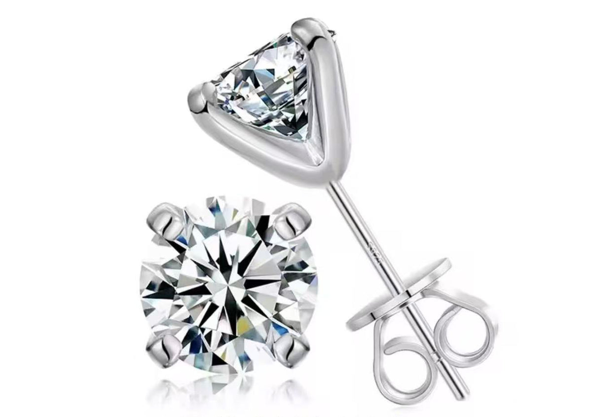 The Julietta Round Cut Moissanite Stud Earrings