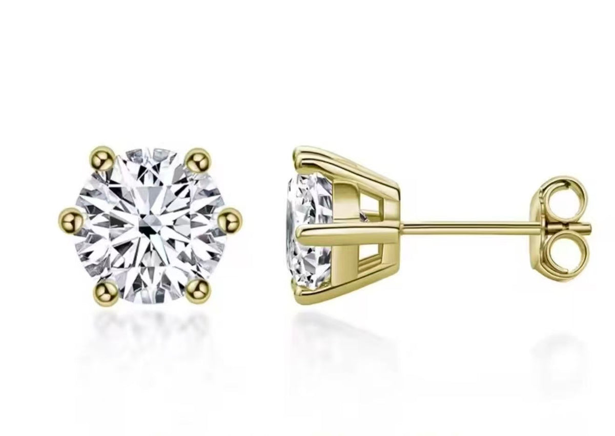 The Clara Round Cut Moissanite Stud Earrings