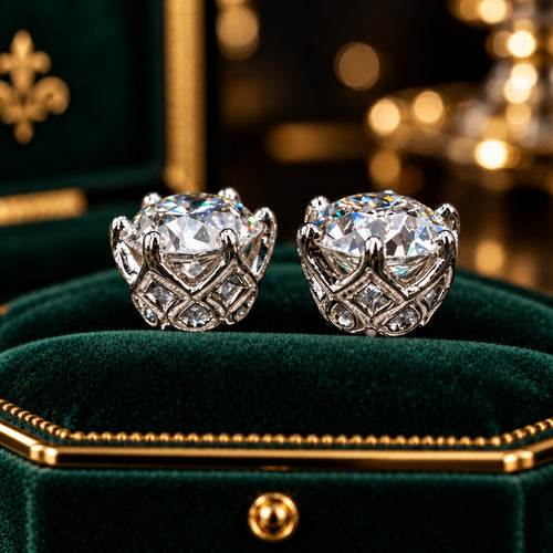 The Clara Round Cut Moissanite Stud Earrings