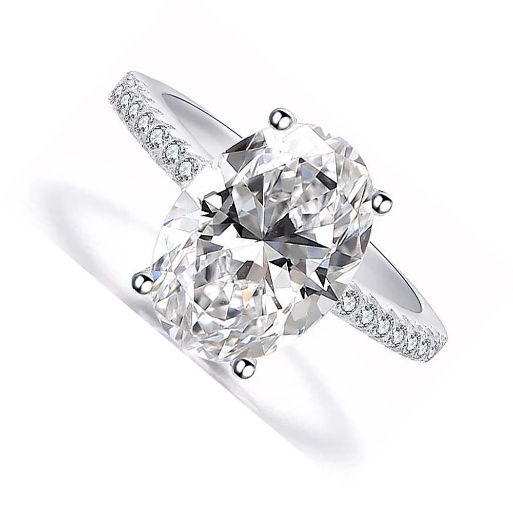 1.0/2.0/3.0/4.0 Ct Oval Hidden Halo Moissanite  Sterling Silvert Engagement Ring