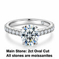 Classic 2 Ct Oval Moissanite Hidden Halo Engagement Ring
