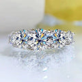 Classic Five Round Cut Moissanite Engagement Ring in Sterling Silver