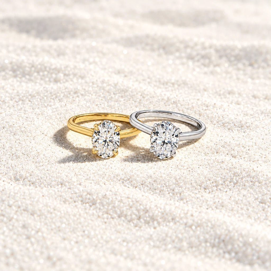 2CT Oval Solitaries Moissanite Ring 14K Gold vermeil