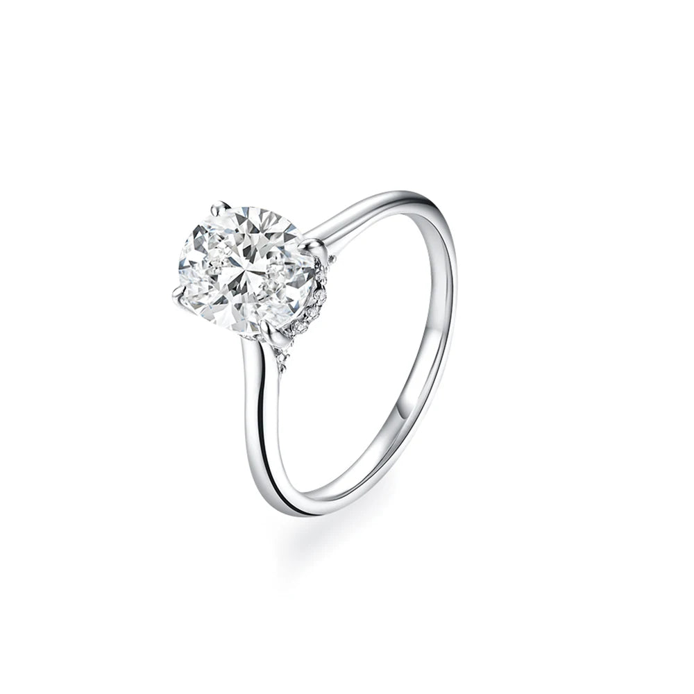 2CT Oval Solitaries Moissanite Ring 14K Gold vermeil