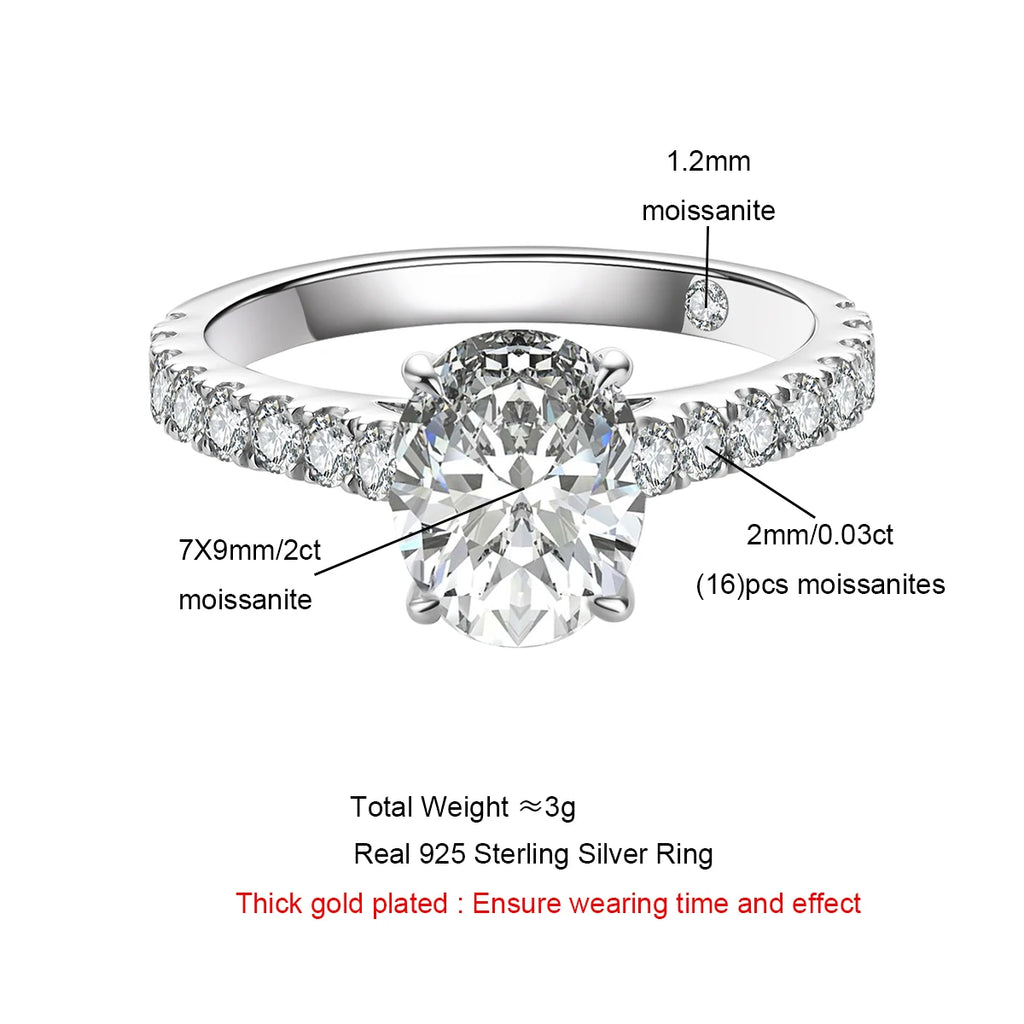 Classic 2 Ct Oval Moissanite Hidden Halo Engagement Ring