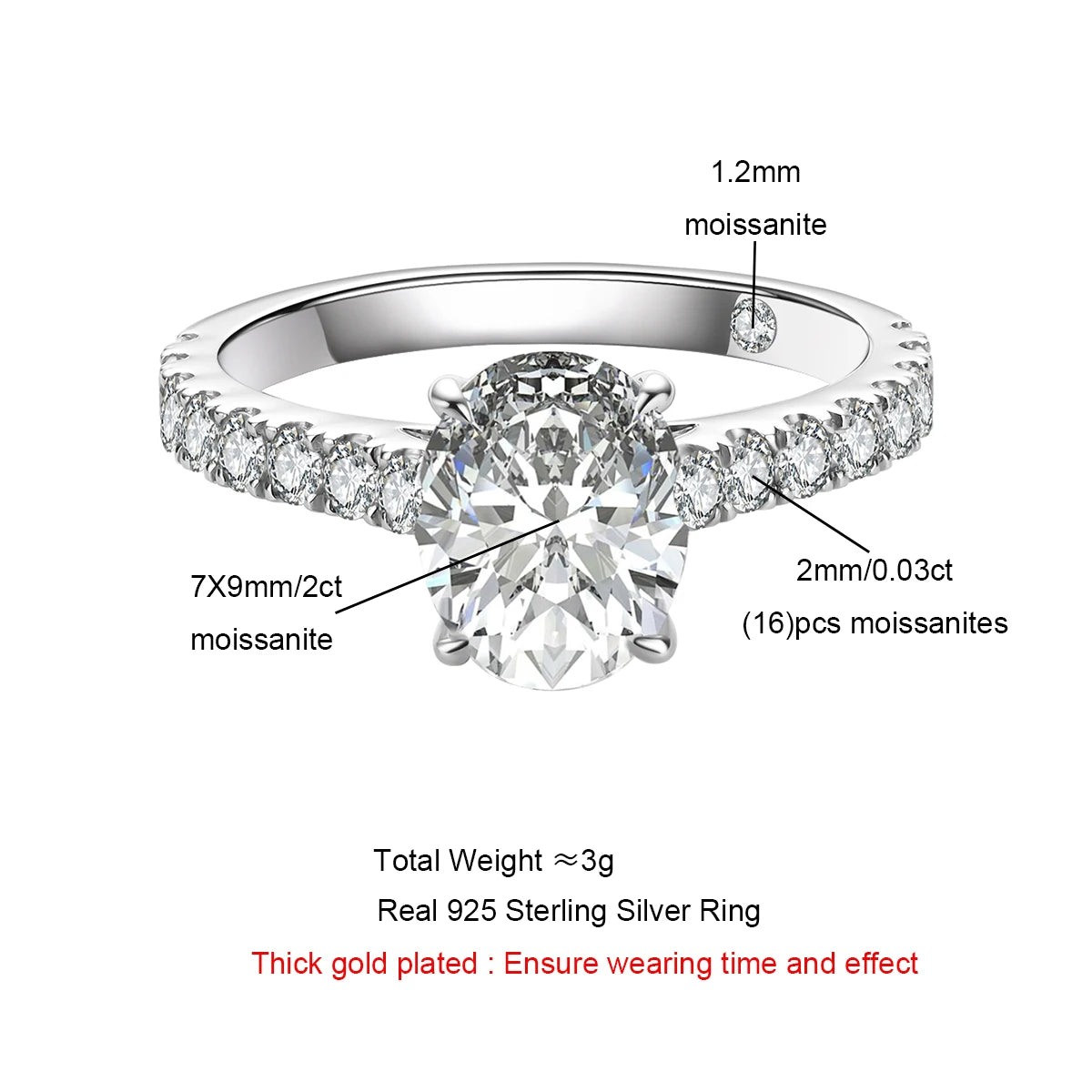 Classic 2 Ct Oval Moissanite Hidden Halo Engagement Ring