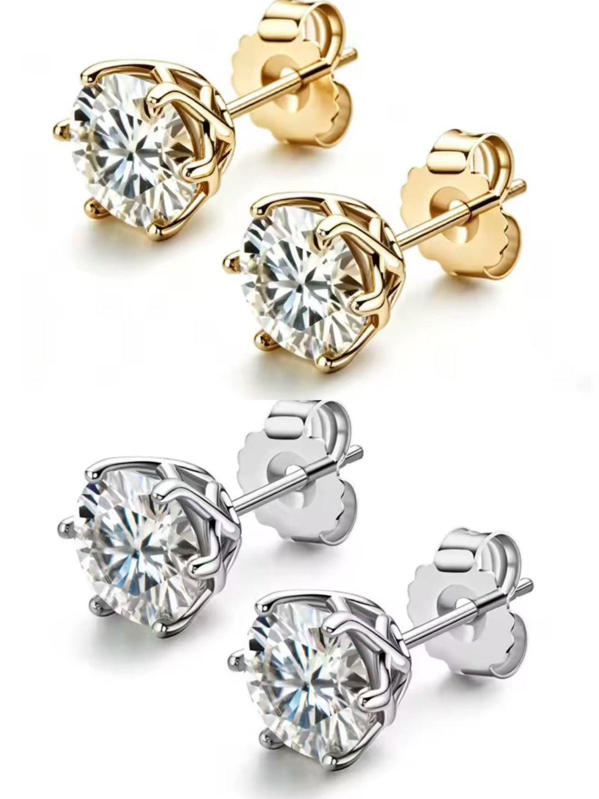 The Clara Round Cut Moissanite Stud Earrings